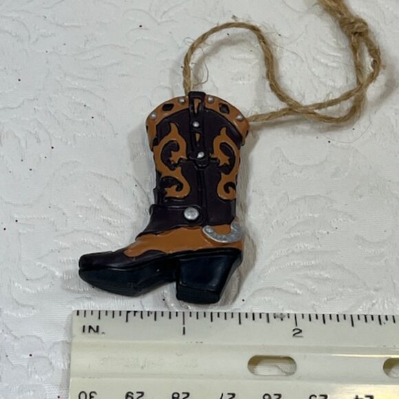 Western Cowboy/Cowgirl Boot Christmas Tree Hanging Ornament 2" Tall - Picture 9 of 10
